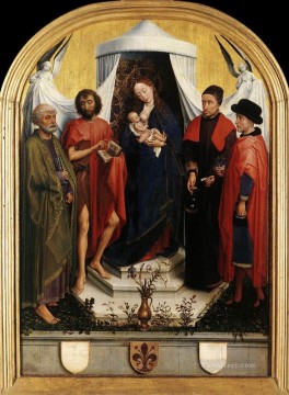 ロジャー・ファン・デル・ウェイデン Painting - 聖母子と四聖人 ロジャー・ファン・デル・ウェイデン